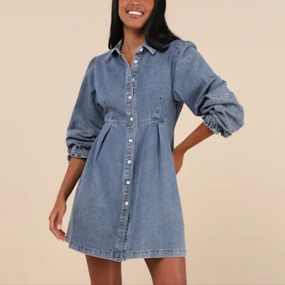Lulus Uniquely Darling Denim Mini Dress Size XS